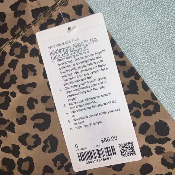 Lululemon NWT lululemon Align No Lin High-Rise Short 6" size 6 True Leopard Mult - Picture 2 of 11
